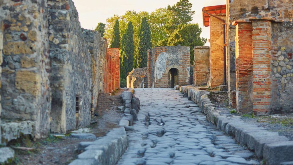 Explore the ancient ruins of Pompeii, Italy, revealing well-preserved structures and remnants of daily life from the Roman era.